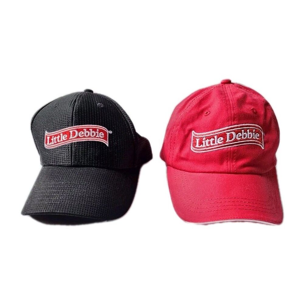 2 Little Debbie Unisex Soft Baseball Hats Caps Red & Black
